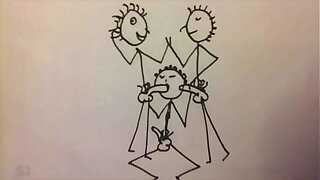 Short stickman animation of a young fit man giving two guys a blowjob fun stop motion cartoon by A55B4Nd1T