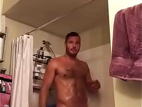 hung daddy showers after football training