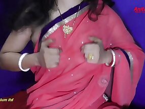 Indian Anita bhabi ki chudai pink saree me with Hindi audio